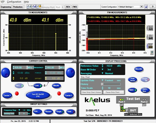 kaelus front end passive intermodulation pim testing screen