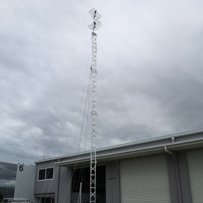 AL340 14 metre tripod tower during client pre-build
